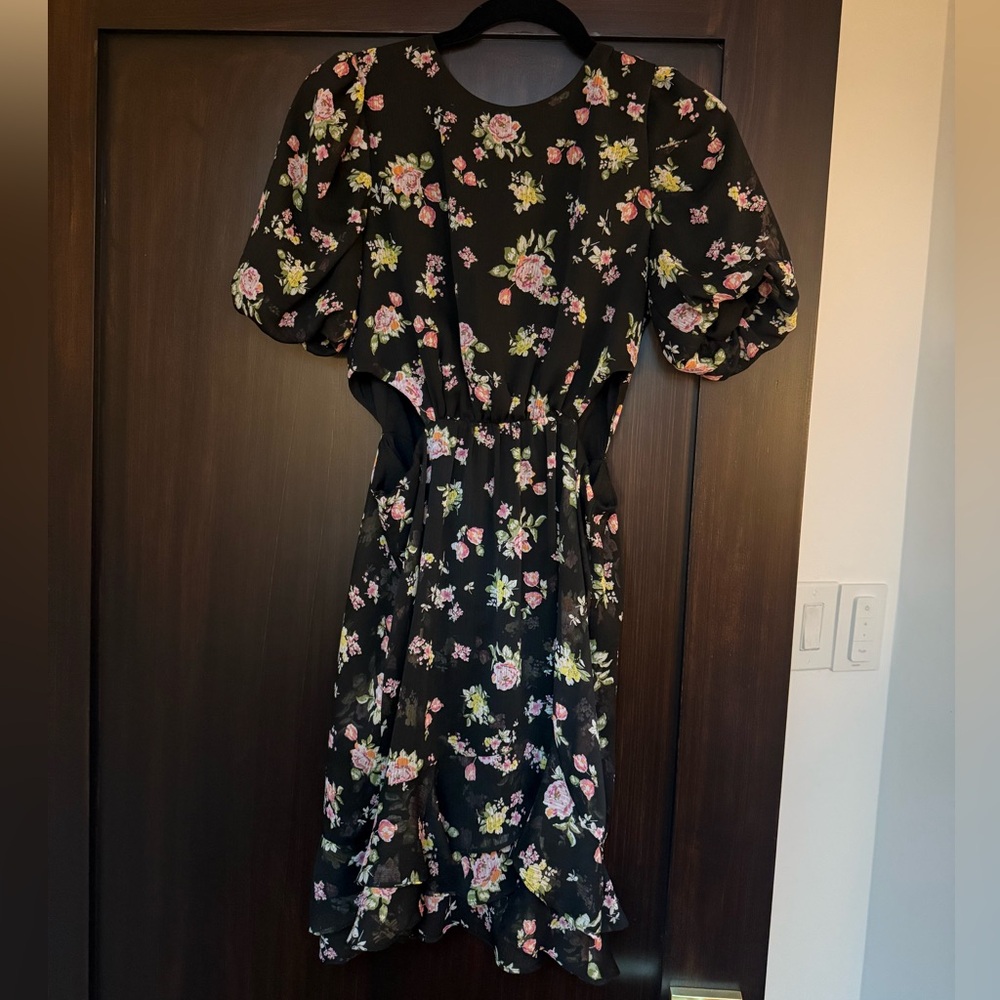 Chic Floral Black Mini Dress